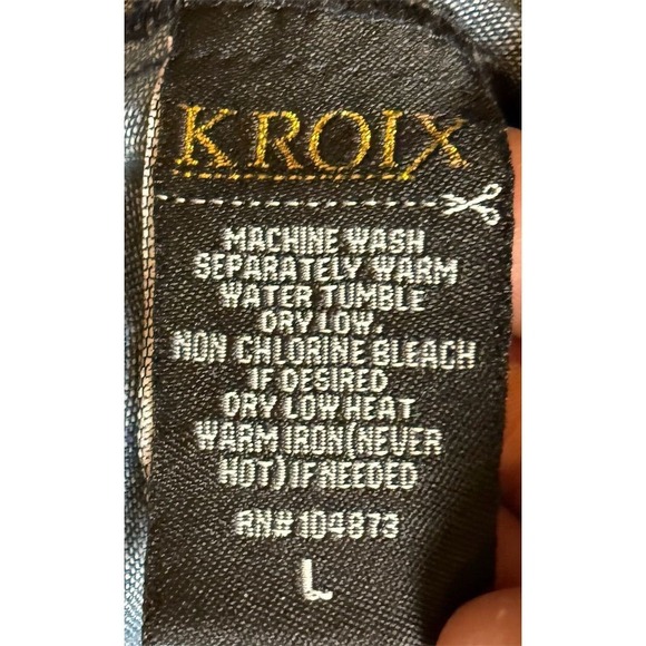 Kroix Women's snap front Long‎ Denim Dress Blue western Y2K L/S Large chambray - Picture 3 of 10